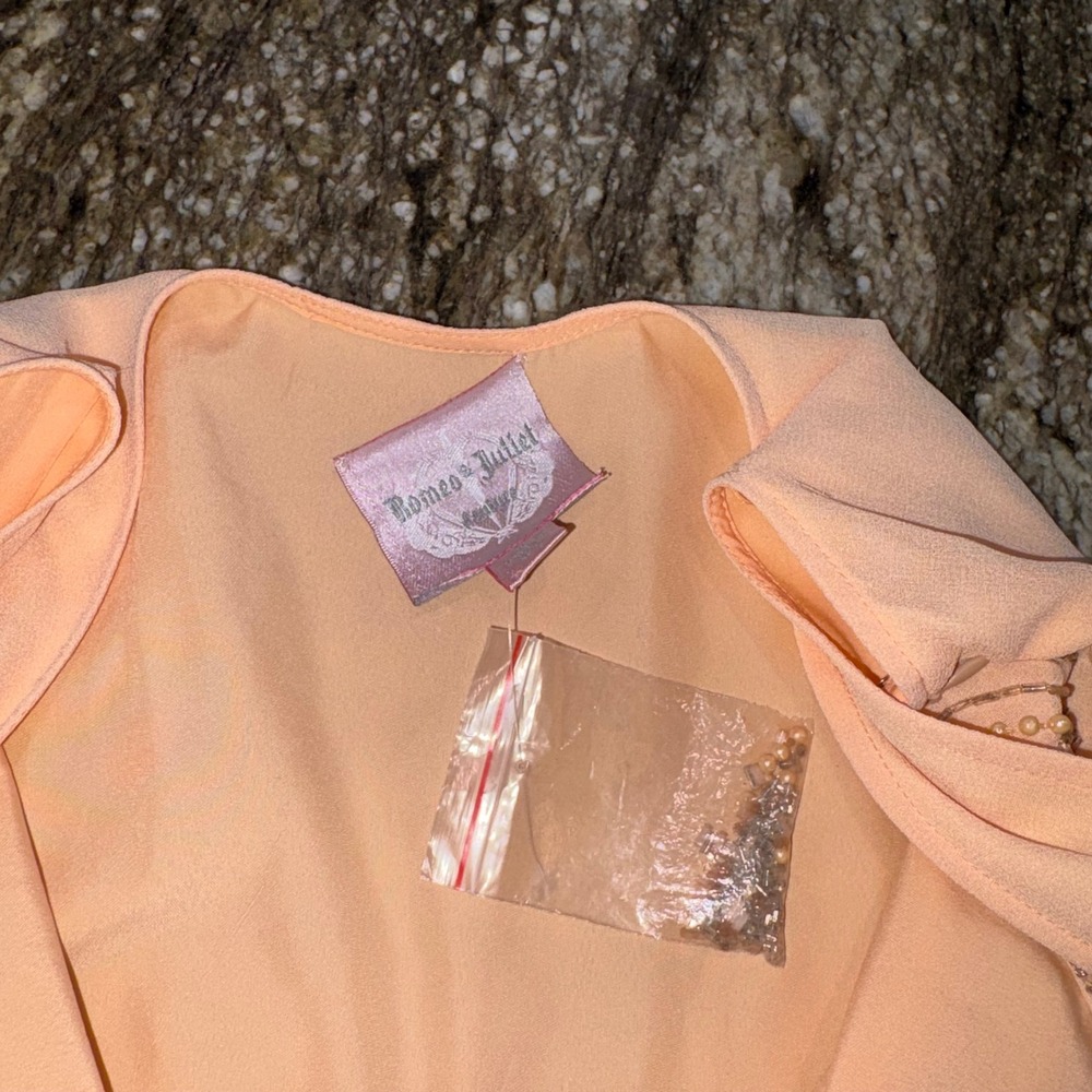 Shift Dress Womens M Peach Beaded Pearl Art Deco Romeo & Juliet Couture - Picture 9 of 13